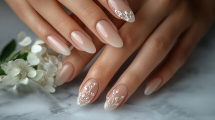 Elegant nude nail art